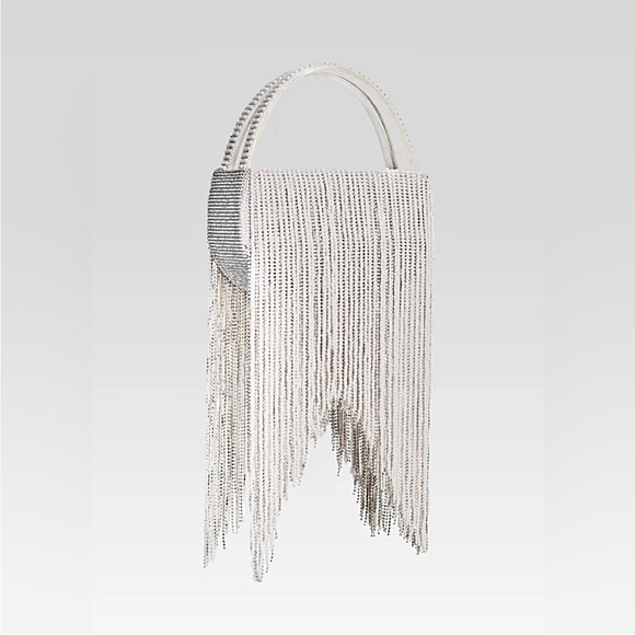 RETROFETE ESTEL SMALL EMBELLISHED Sequin PEARL FRINGE BAG Clutch - Picture 4 of 16